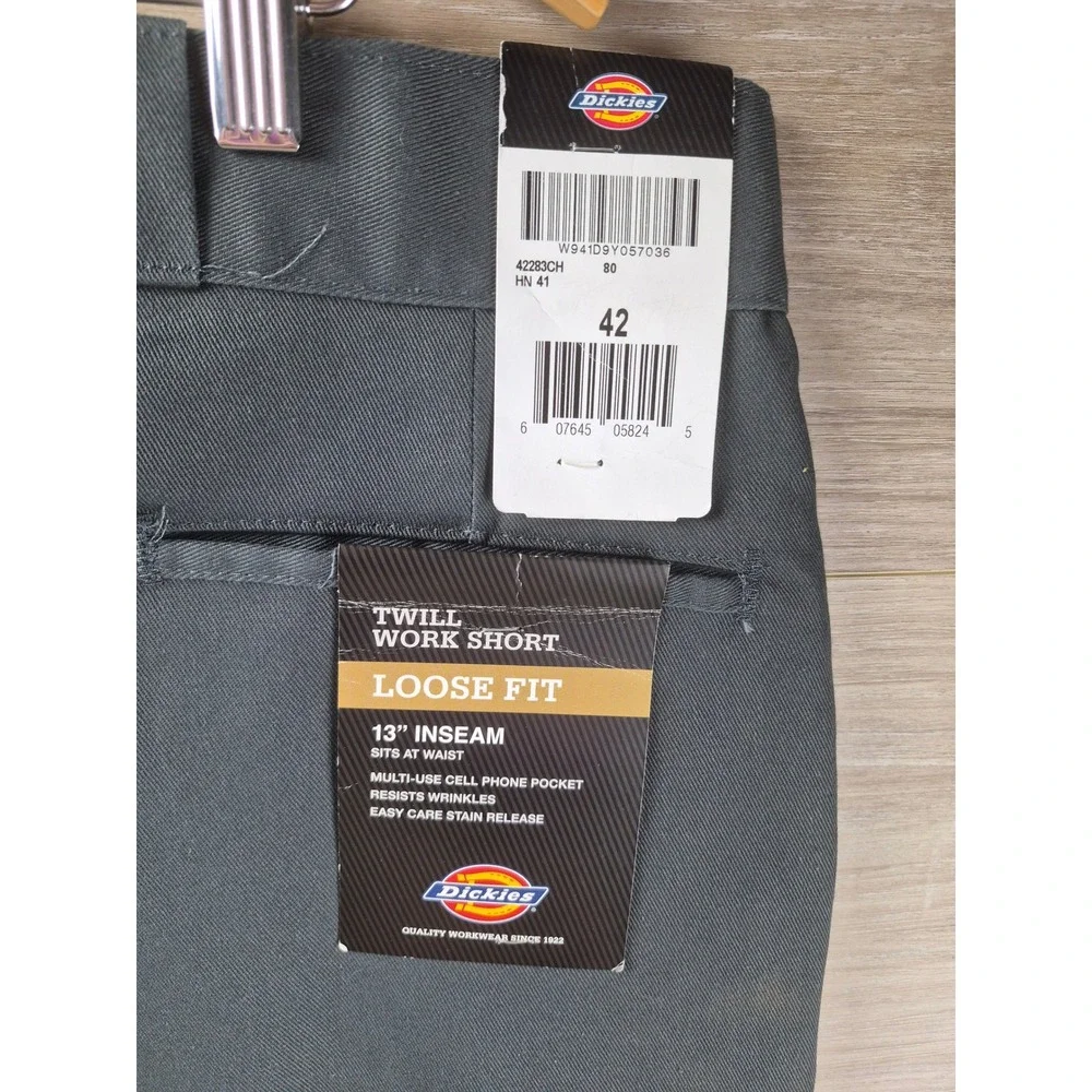 Dickies Twill Work Shorts Mens 42 Charcoal Grey NEW Loose Fit 13in Inseam